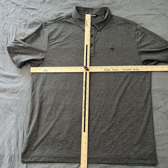 Travis Mathew Polo Shirt Mens XL Golf Check Gingham Print Pattern Fall Nerd - Picture 5 of 7